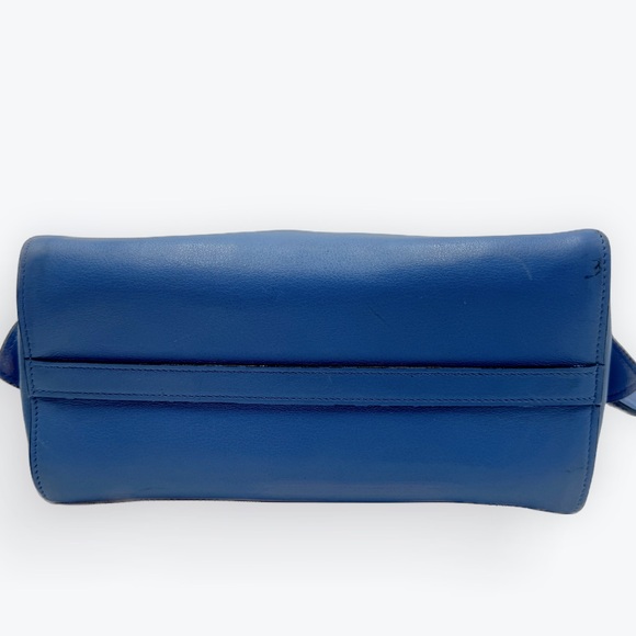 Auth Prada Small Blue Vitello Daino Convertible 2way Satchel Preloved Purse Ex+ - Picture 6 of 16